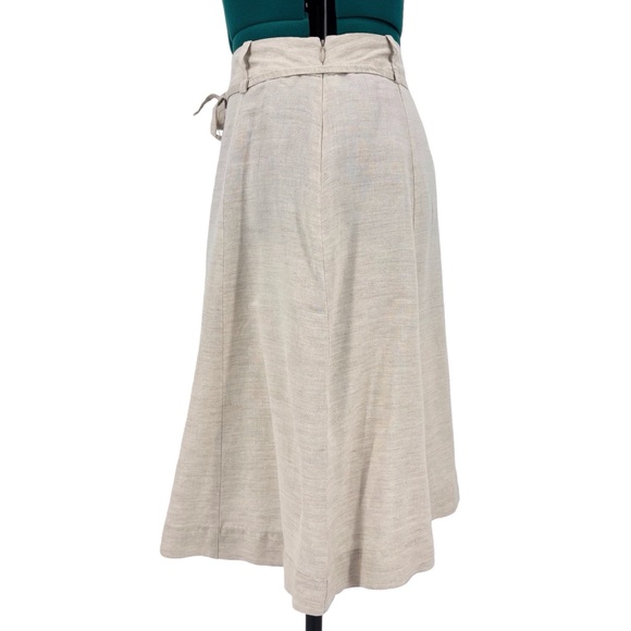 Part Two Beige A-Line Embroidered Detail Linen-Blend Knee Length Skirt, 8 - Picture 7 of 16